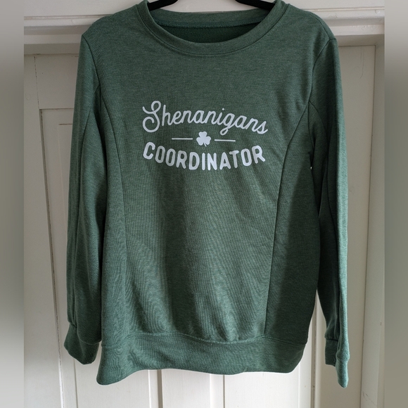Tops - Green St. Patrick's Day Graphic Sweatshirt "Shenanigans Coordinater" L